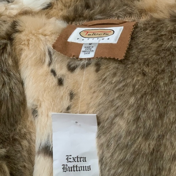 VTG Talbots women Size MP brown suede faux fur animal print reversible JacketNWT - Picture 12 of 16